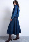 TOPSHOP Leah Maxi Denim Maxi Skirt, Dark Blue