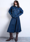 TOPSHOP Leah Maxi Denim Maxi Skirt, Dark Blue