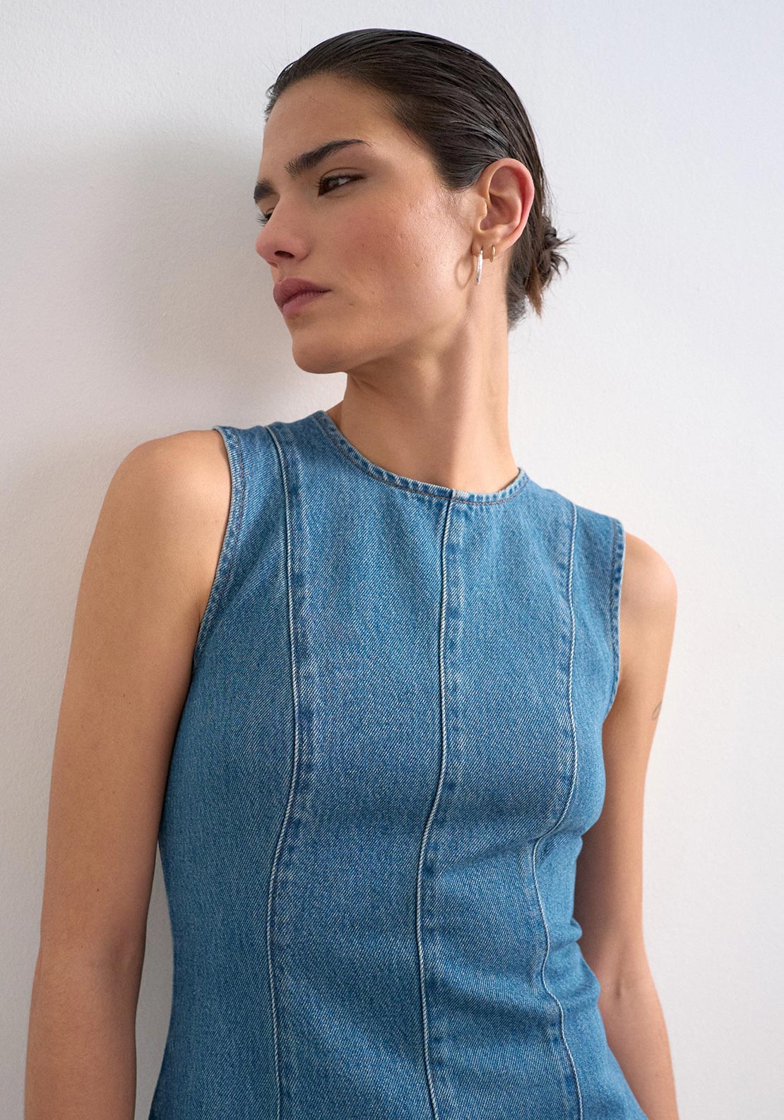 TOPSHOP Lena Denim Mini Dress, Blue