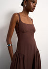 TOPSHOP Svea Square Neck Maxi Dress, Brown