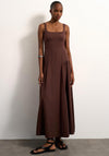 TOPSHOP Svea Square Neck Maxi Dress, Brown
