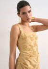 TOPSHOP Nina Embroidered Square Neck Mini Dress, Beige