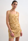 TOPSHOP Nina Embroidered Square Neck Mini Dress, Beige