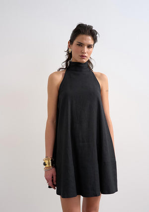 TOPSHOP Sara Halterneck Mini Dress, Black