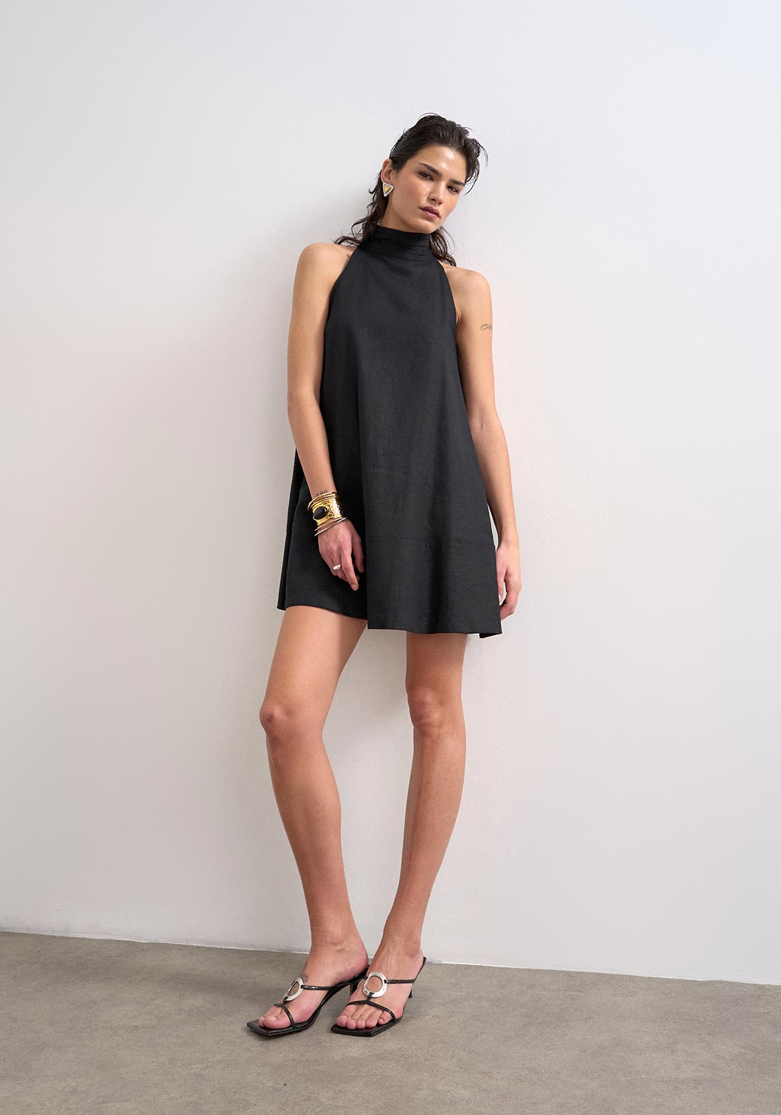 TOPSHOP Sara Halterneck Mini Dress, Black