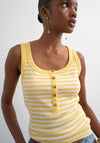 TOPSHOP Ella Striped Button Sleeveless Ribbed Vest Top, Yellow
