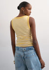 TOPSHOP Ella Striped Button Sleeveless Ribbed Vest Top, Yellow