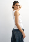 TOPSHOP Ella Button Sleeveless Ribbed Vest Top, White