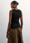 TOPSHOP Ella Button Sleeveless Ribbed Vest Top, Black