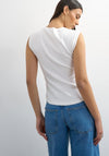 TOPSHOP Adela Ribbed Boyfriend Tank Top, White