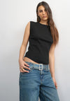 TOPSHOP Adela Ribbed Boyfriend Tank Top, Black