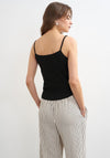 TOPSHOP Frida Ribbed String Fitted Vest Top, Black