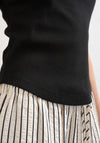 TOPSHOP Frida Ribbed String Fitted Vest Top, Black