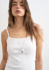 TOPSHOP Frida Ribbed String Fitted Vest Top, Bright White