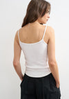TOPSHOP Frida Ribbed String Fitted Vest Top, Bright White