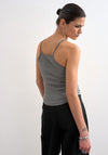 TOPSHOP Frida Ribbed String Fitted Vest Top, Cool Grey