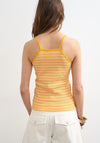 TOPSHOP Frida Striped Ribbed String Fitted Vest Top, Orange