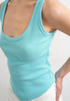 TOPSHOP Britt Ribbed Curved Hem Vest Top, Blue
