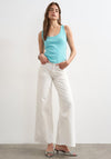 TOPSHOP Britt Ribbed Curved Hem Vest Top, Blue