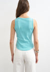 TOPSHOP Britt Ribbed Curved Hem Vest Top, Blue
