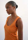 TOPSHOP Britt Ribbed Curved Hem Vest Top, Orange