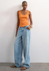TOPSHOP Britt Ribbed Curved Hem Vest Top, Orange