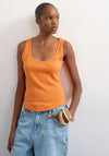 TOPSHOP Britt Ribbed Curved Hem Vest Top, Orange