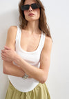 TOPSHOP Britt Ribbed Curved Hem Vest Top, White