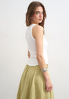 TOPSHOP Britt Ribbed Curved Hem Vest Top, White