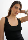 TOPSHOP Britt Ribbed Curved Hem Vest Top, Black