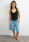 TOPSHOP Britt Ribbed Curved Hem Vest Top, Black