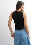 TOPSHOP Britt Ribbed Curved Hem Vest Top, Black