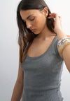 TOPSHOP Britt Ribbed Curved Hem Vest Top, Grey