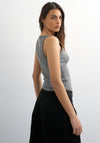 TOPSHOP Britt Ribbed Curved Hem Vest Top, Grey