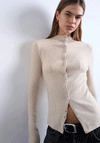 Topshop Grete Jersey Cotton Cardigan, Beige