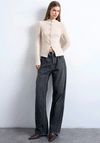 Topshop Grete Jersey Cotton Cardigan, Beige