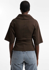 TOPSHOP Hella Structured Polo Top, Brown
