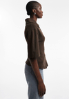TOPSHOP Hella Structured Polo Top, Brown
