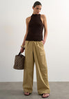 TOPSHOP Zoe Wide Leg Cargo Trousers, Beige