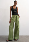 TOPSHOP Zoe Wide Leg Cargo Trousers, Khaki Green