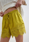 TOPSHOP Lotte Lace Detail Shorts, Green