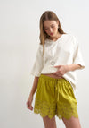 TOPSHOP Lotte Lace Detail Shorts, Green