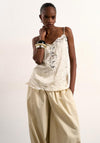 TOPSHOP Hallie Crinkle Satin Cami Top, Cream