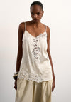 TOPSHOP Hallie Crinkle Satin Cami Top, Cream