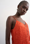 TOPSHOP Hallie Crinkle Satin Cami Top, Orange