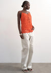 TOPSHOP Hallie Crinkle Satin Cami Top, Orange