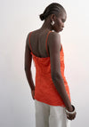 TOPSHOP Hallie Crinkle Satin Cami Top, Orange