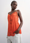 TOPSHOP Hallie Crinkle Satin Cami Top, Orange