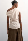 TOPSHOP Arisa Asymmetric Twist Shoulder Top, Beige