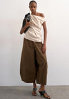 TOPSHOP Arisa Asymmetric Twist Shoulder Top, Beige